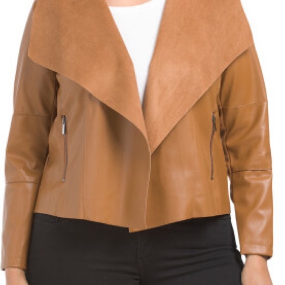 Escalier Faux Leather & Suede Open Front Moto Jacket - Picture 5 of 7